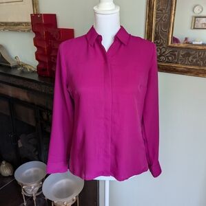 Express Portofino Slim Women’s XS Shirt Magenta Purple Hidden Button Career 132